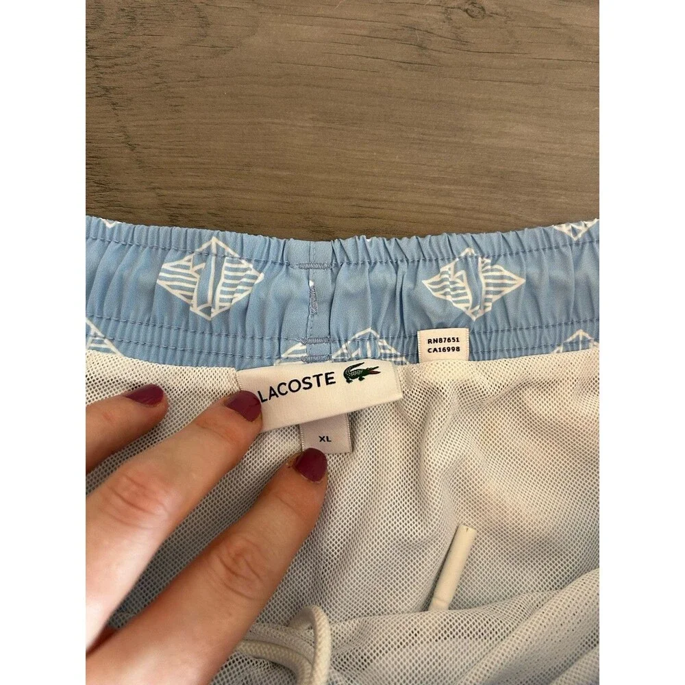 Lacoste Men's Two Tone Monogram Swim Shorts Blue Size XL